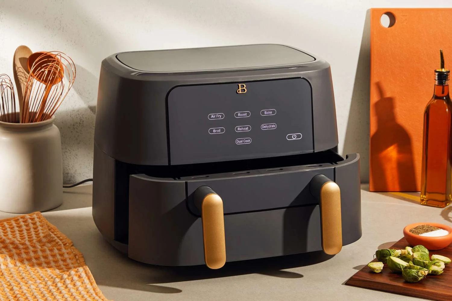 Air fryer with a large capacity basket